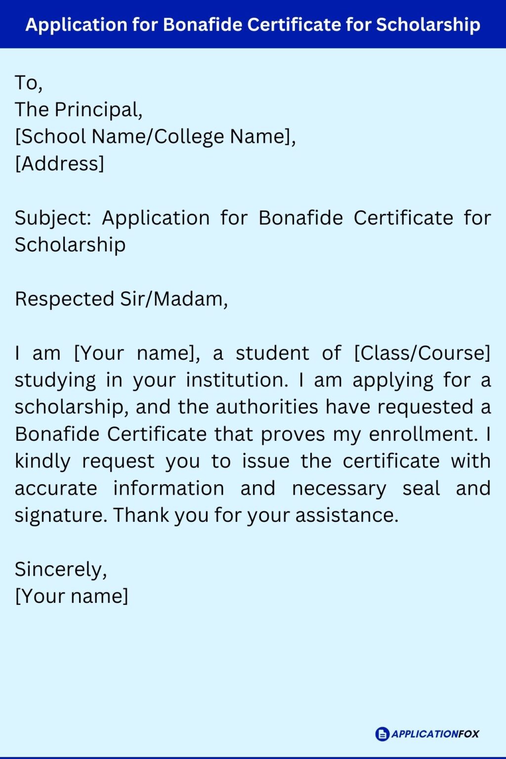 Samples Application For Bonafide Certificate