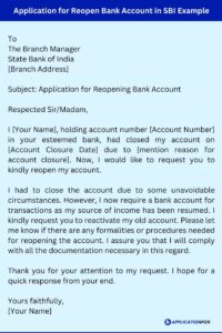 Samples Application For Bank Account Reopen