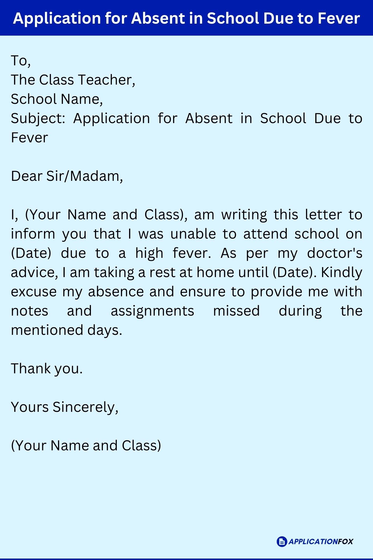 application letter of absent in school