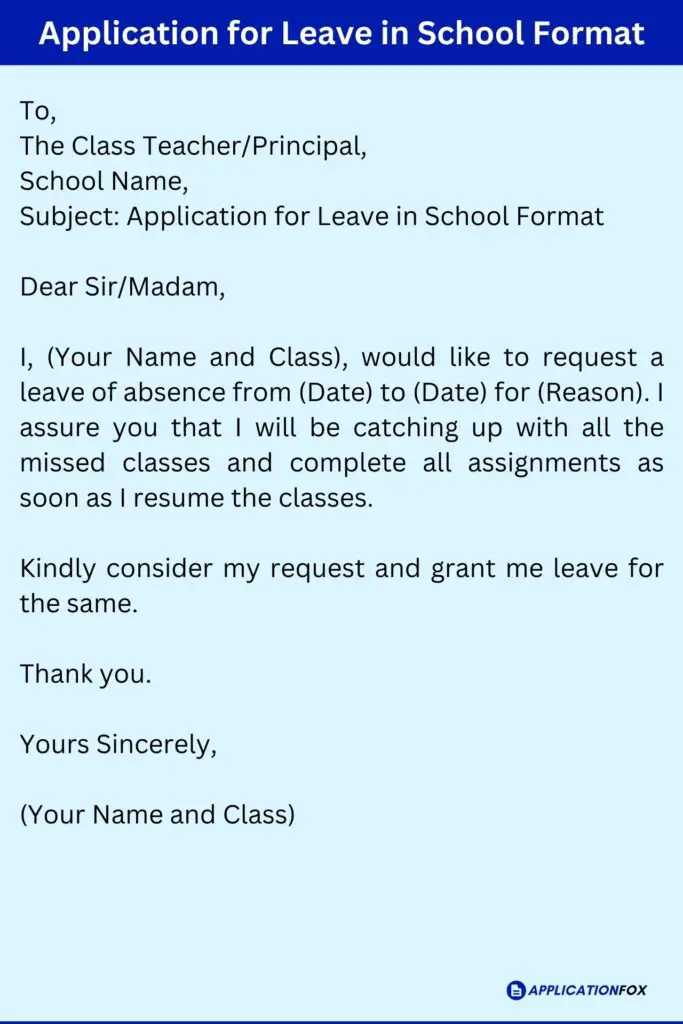Application for Leave in School Format