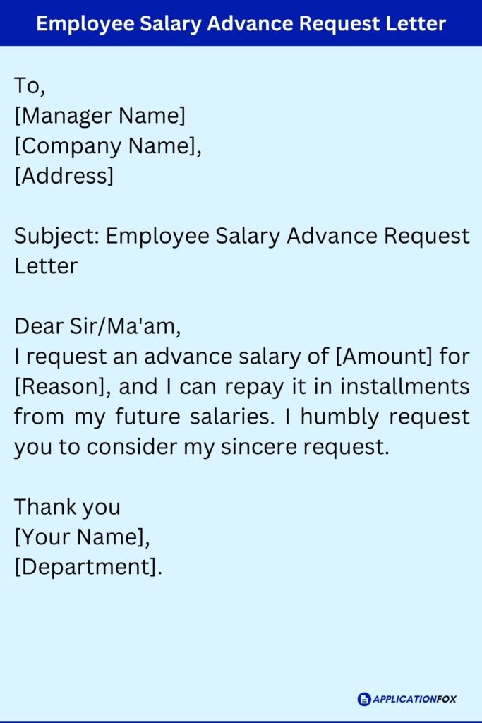 Employee Salary Advance Request Letter