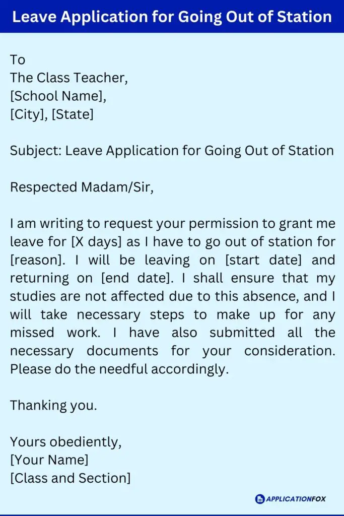 Leave Application for Going Out of Station
