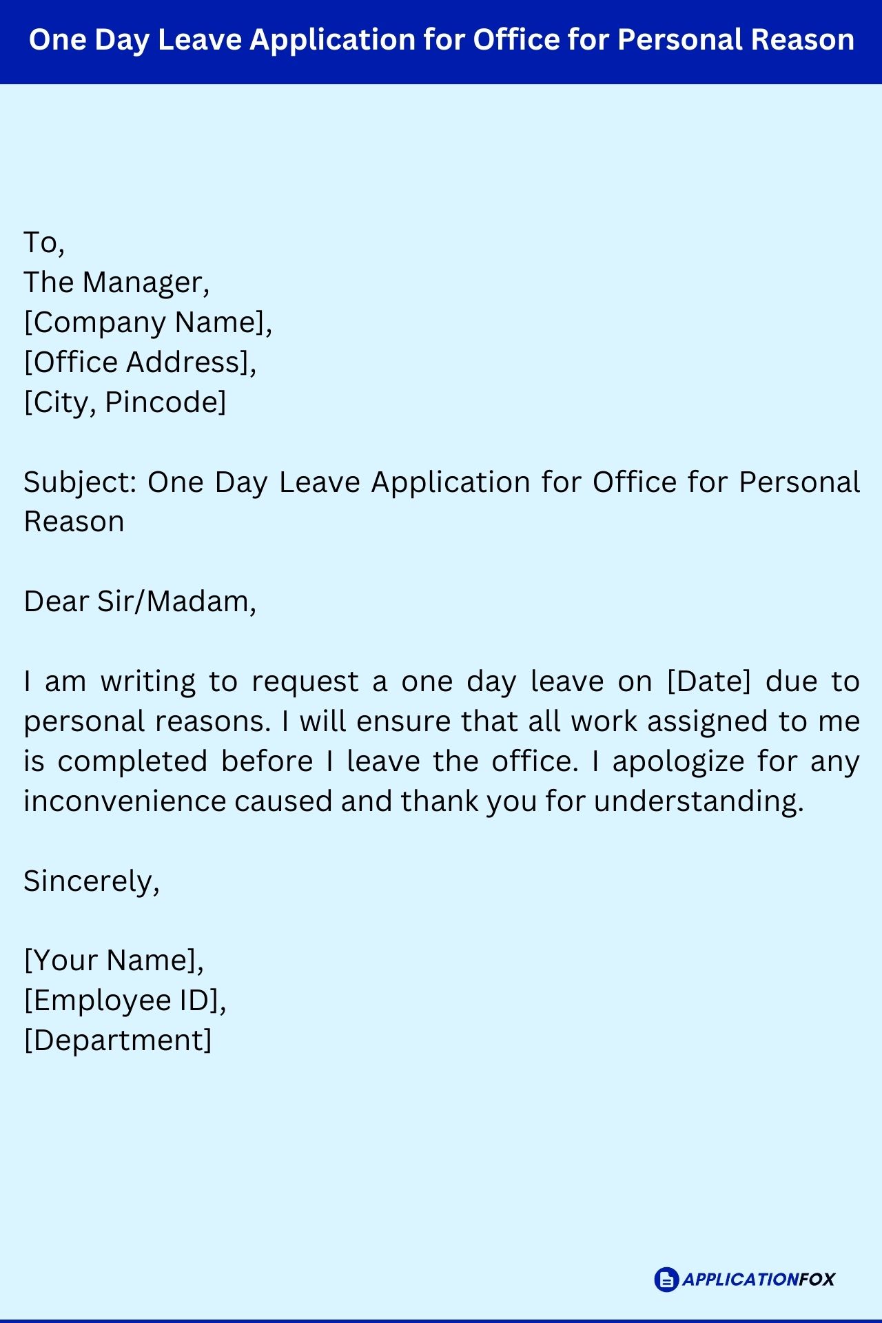 9+ Samples Leave Application for Office for Personal Reason