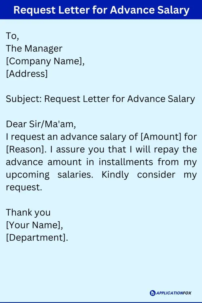 Request Letter for Advance Salary