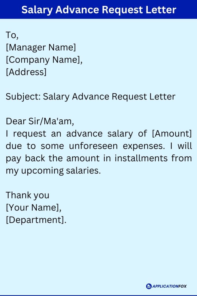 Salary Advance Request Letter