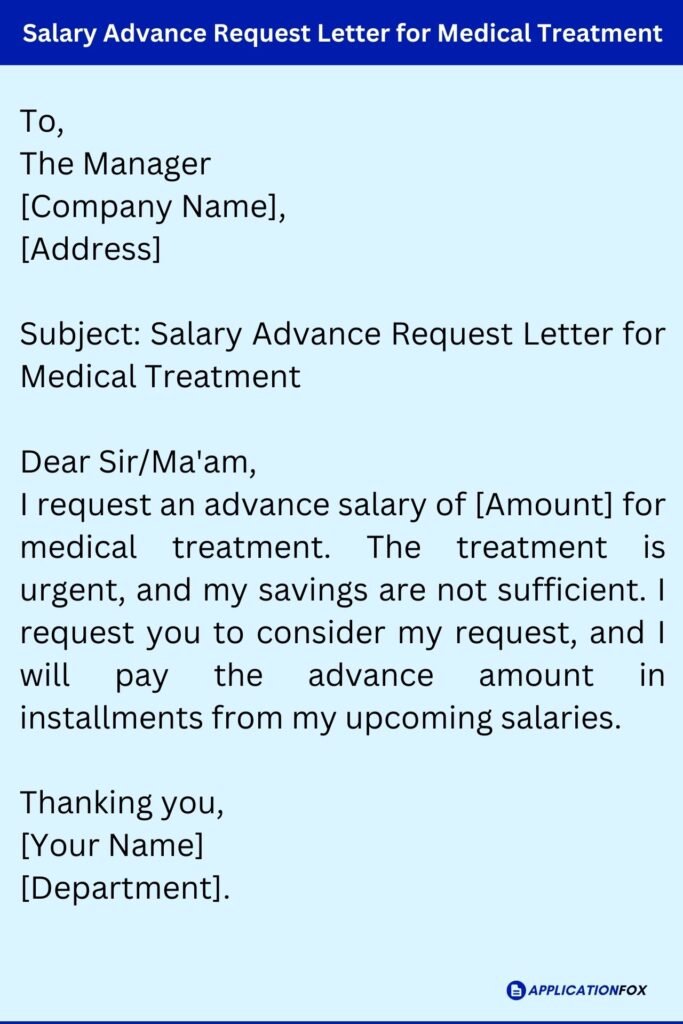 Salary Advance Request Letter for Medical Treatment