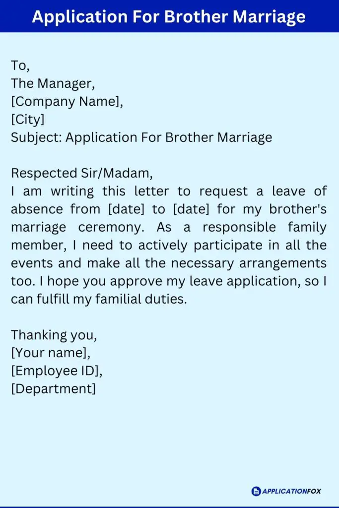 Application For Brother Marriage