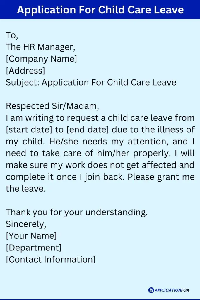 Application For Child Care Leave