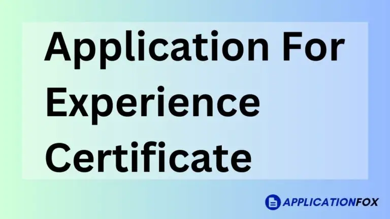 Application For Experience Certificate