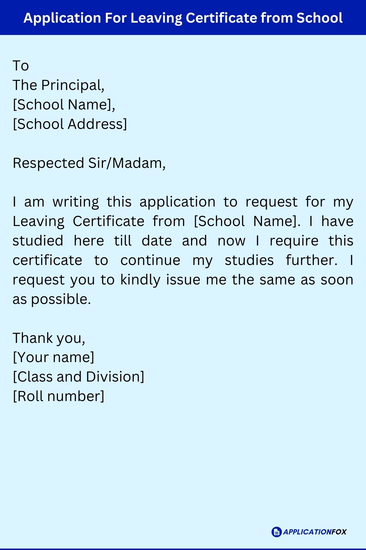 application letter for school certificate