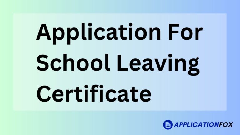 Application For School Leaving Certificate 1