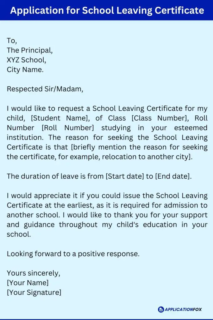  12 Samples Application For School Leaving Certificate