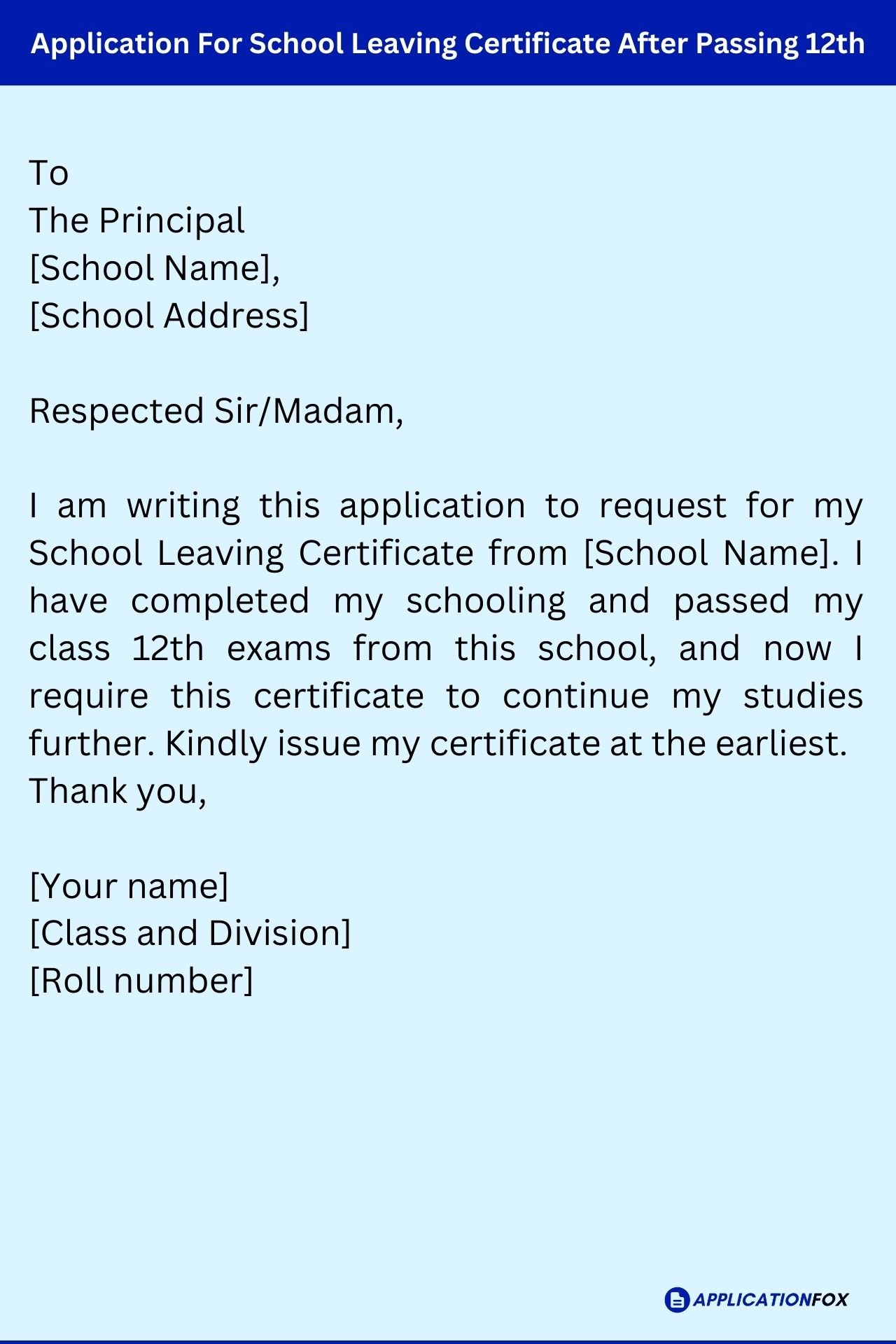 (12+ Samples) - Application For School Leaving Certificate