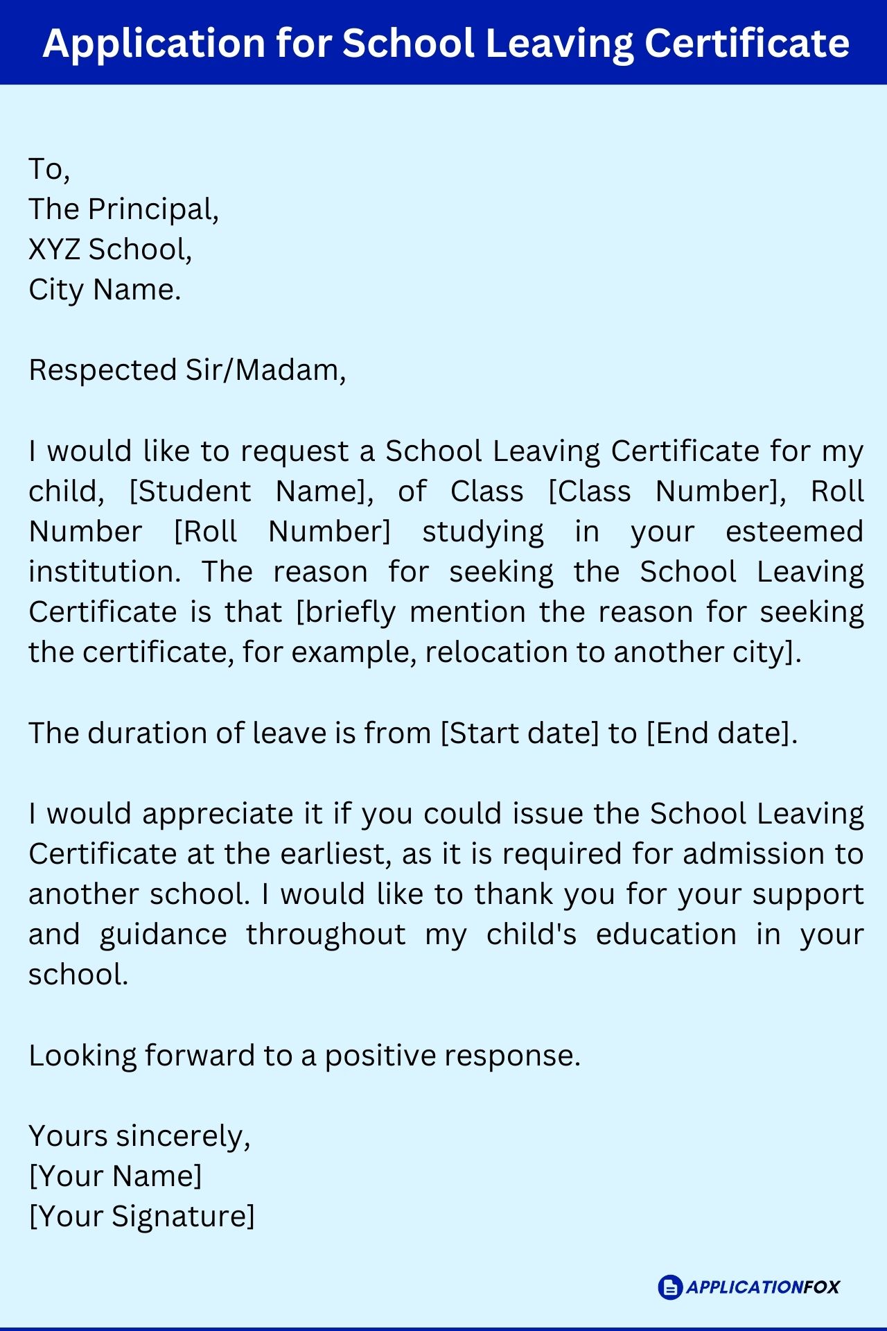  12 Samples Application For School Leaving Certificate