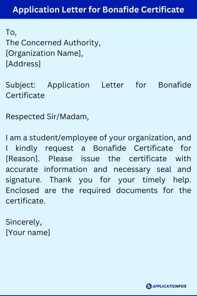  9 Samples Application For Bonafide Certificate