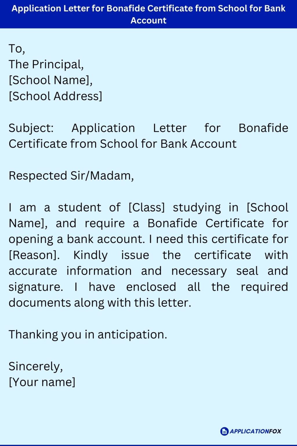  9 Samples Application For Bonafide Certificate
