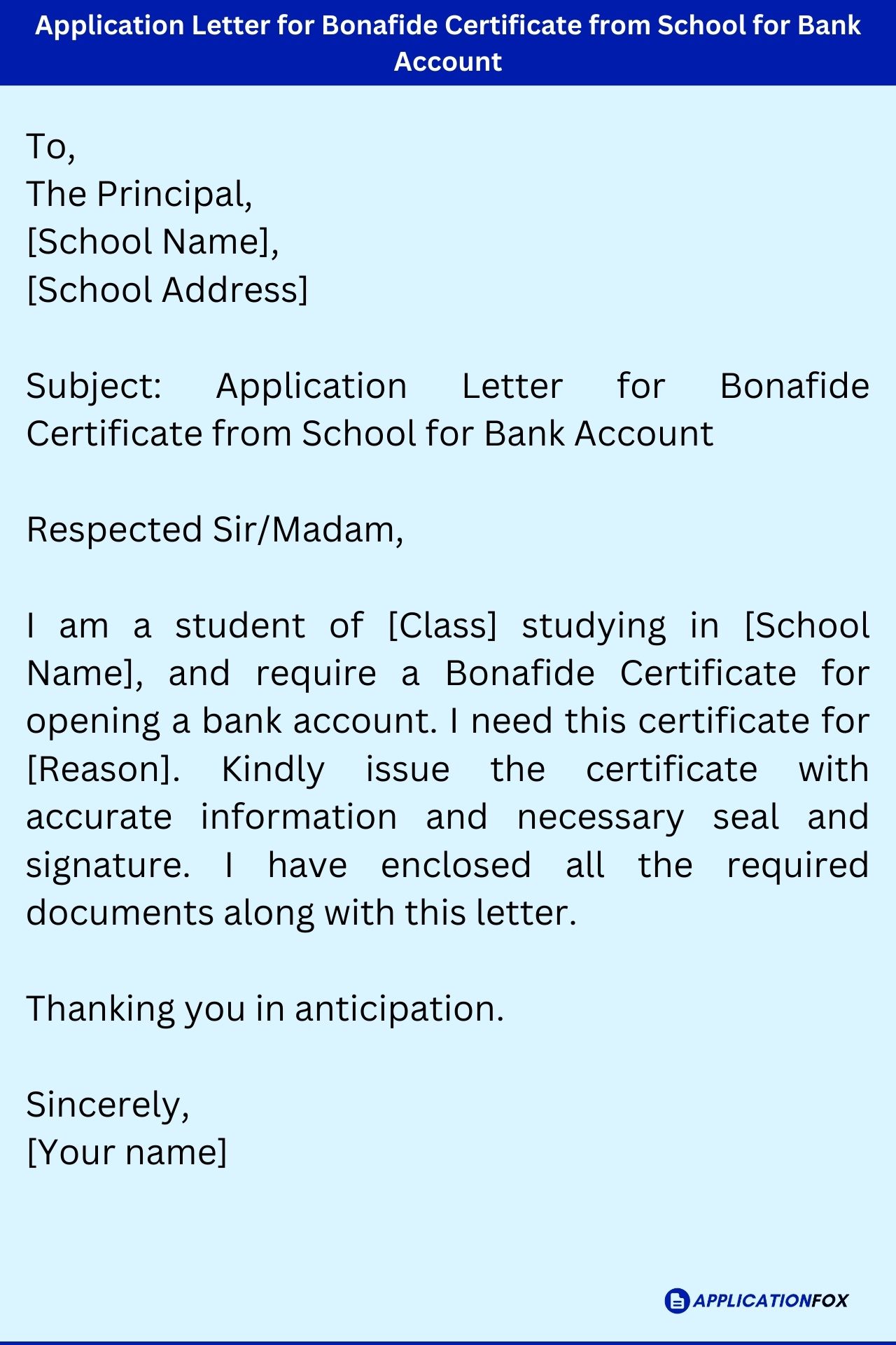 9 Samples Application For Bonafide Certificate
