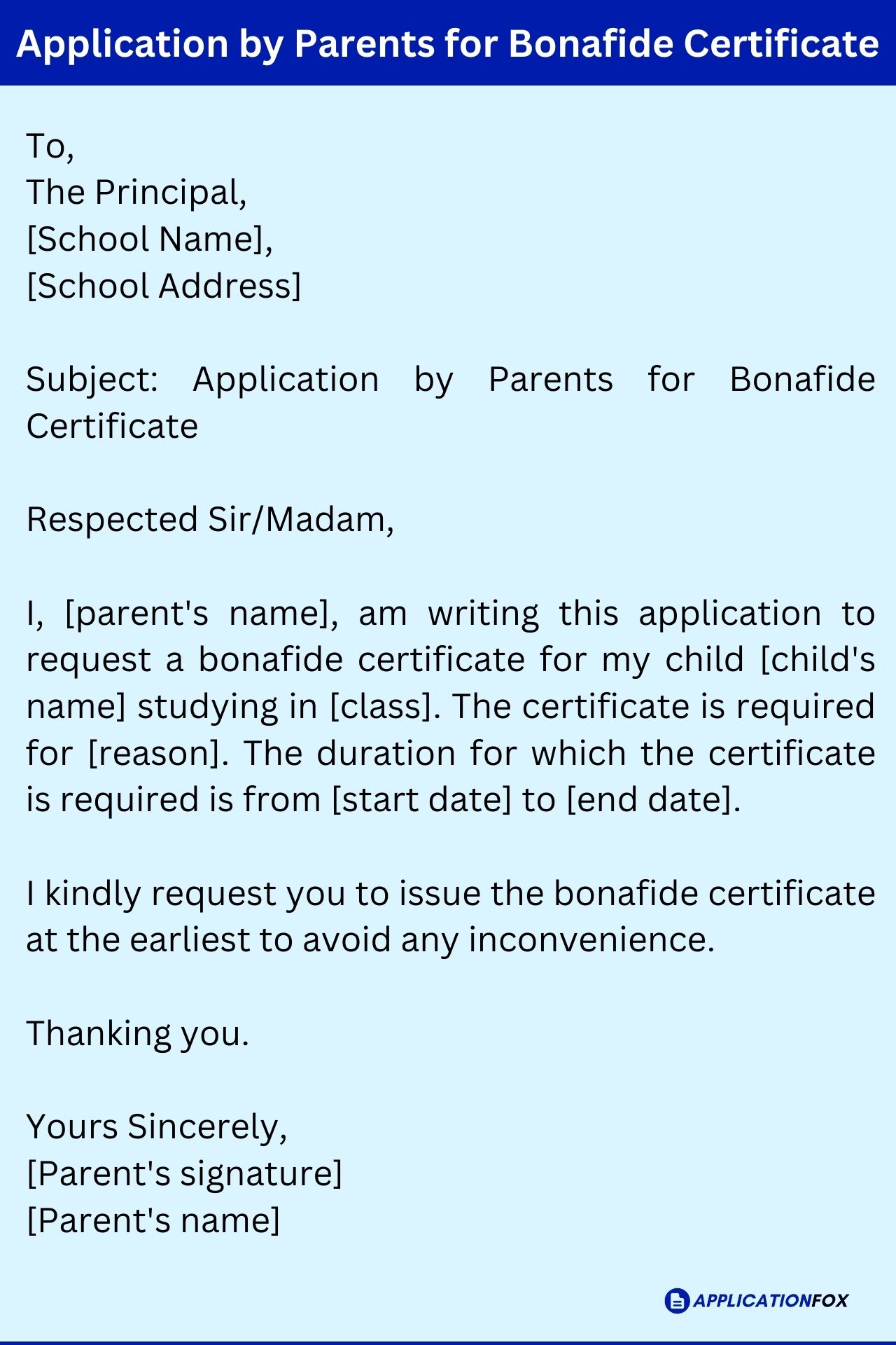 application letter to principal for bonafide certificate