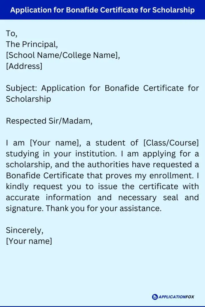  9 Samples Application For Bonafide Certificate