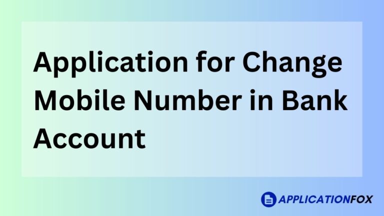 Application for Change Mobile Number in Bank Account 1