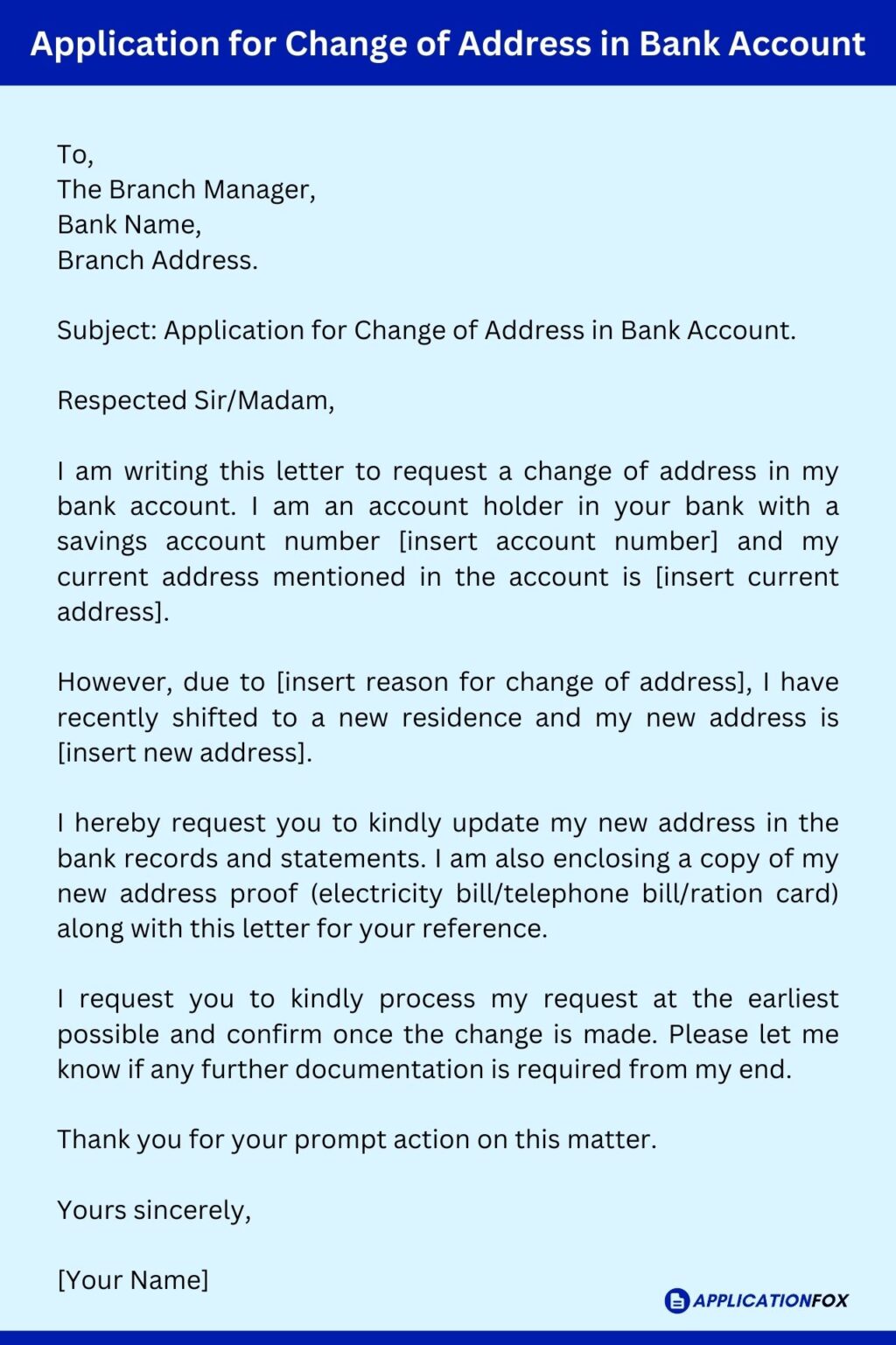 Application For Address Change In Bank (11 Samples)