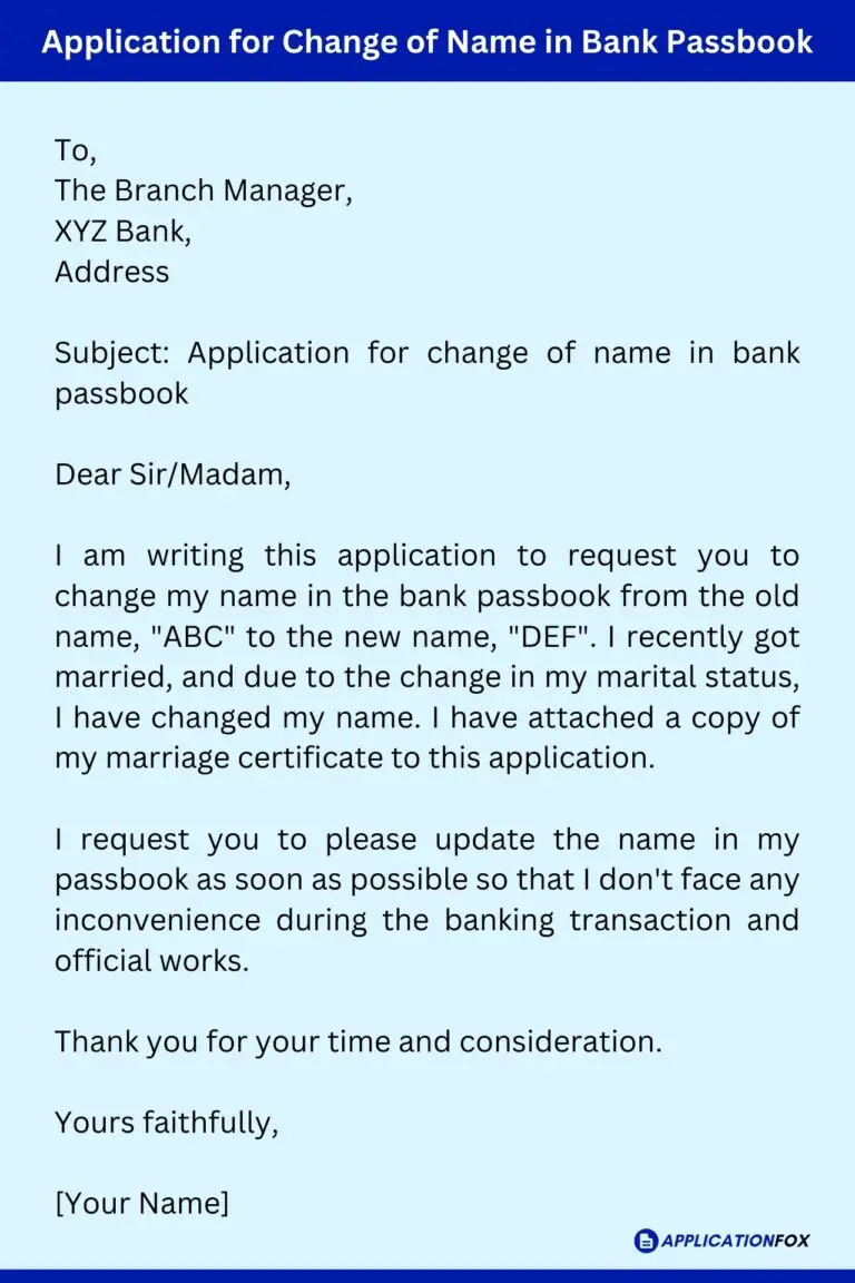 (11+ Samples) - Application for Name Change in Bank Account