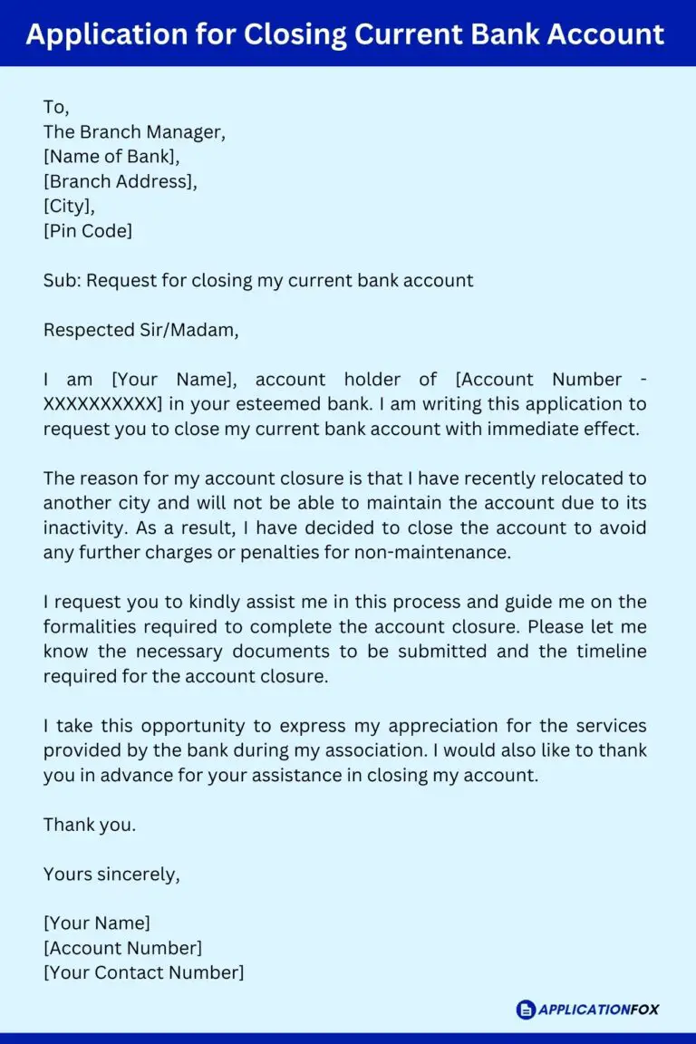 (10+ Samples) - Application for Closing Bank Account