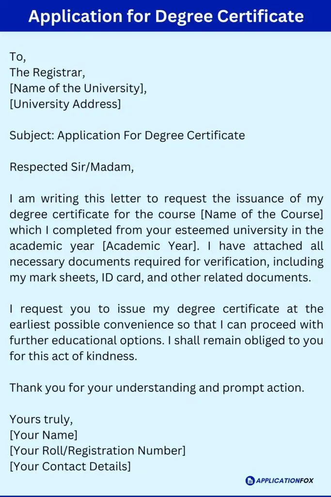Application for Degree Certificate