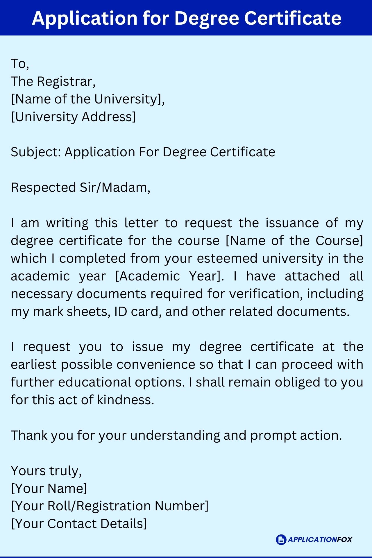  7 Samples Request Letter For Degree Certificate