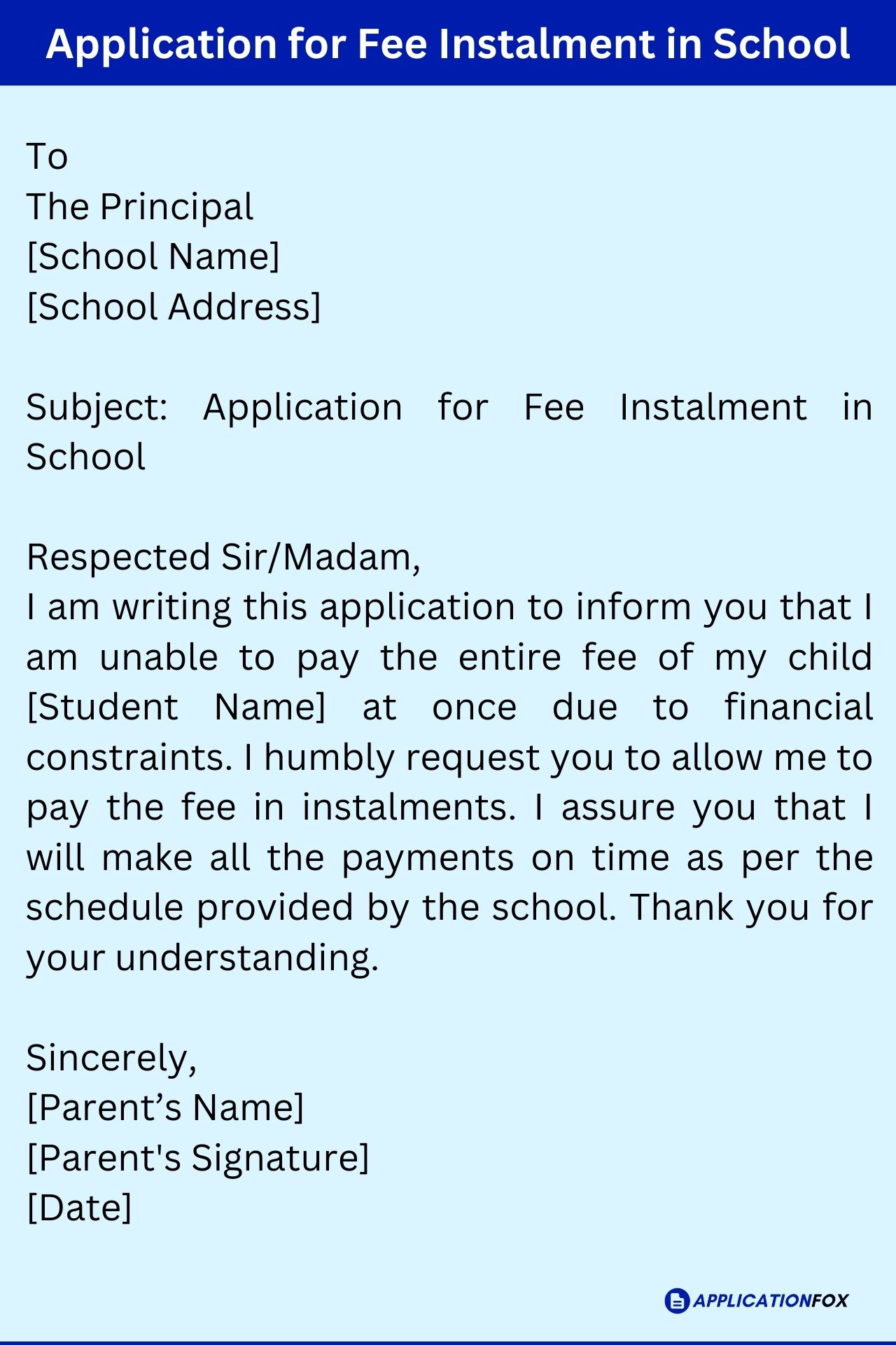 application letter for school fees installment