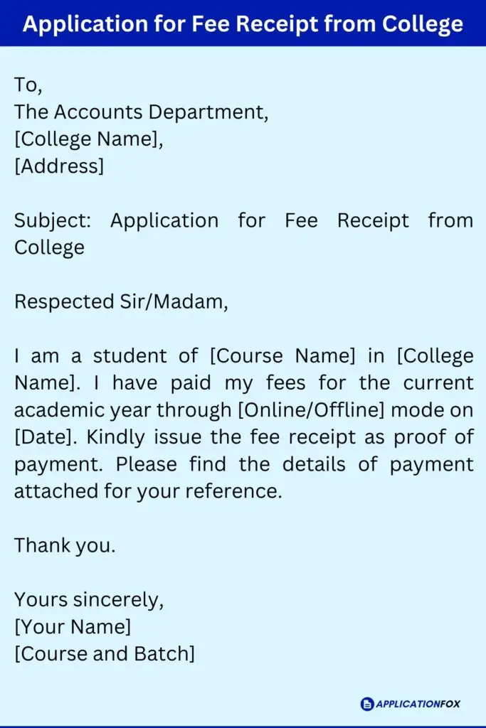 application letter for college fees payment