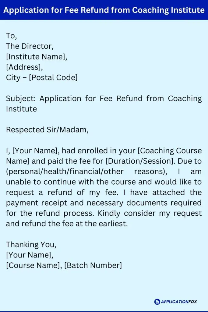 5 Samples Fee Refund Application ApplicationFox