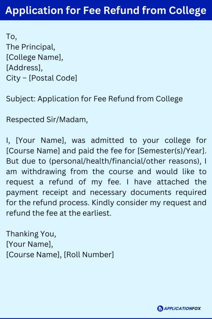 Application for Fee Refund from College