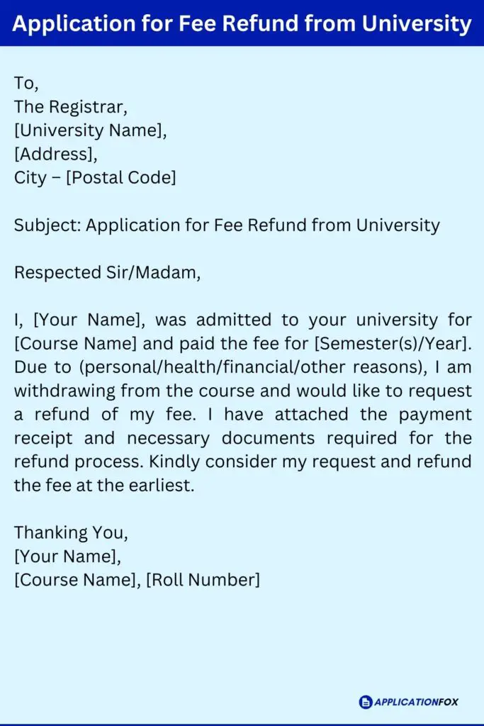 Application for Fee Refund from University