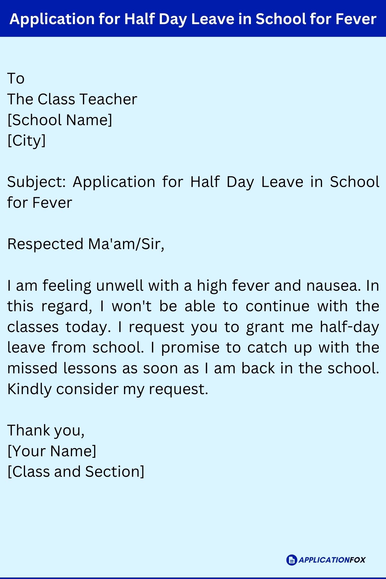  11 Samples Half Day Leave Application For School