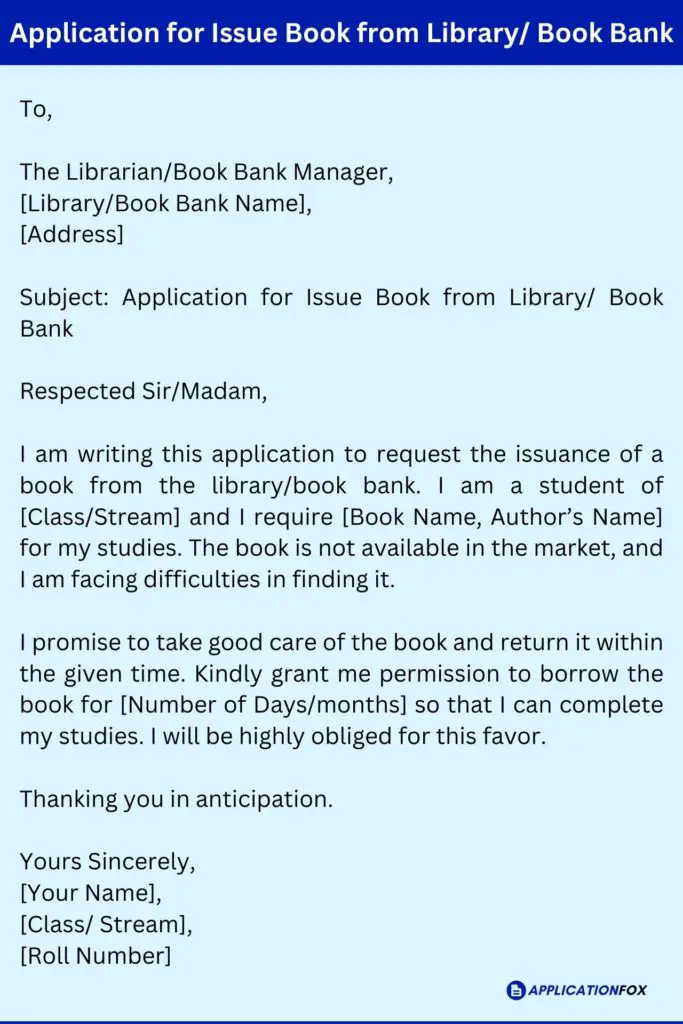 Application for Issue Book from Library/ Book Bank