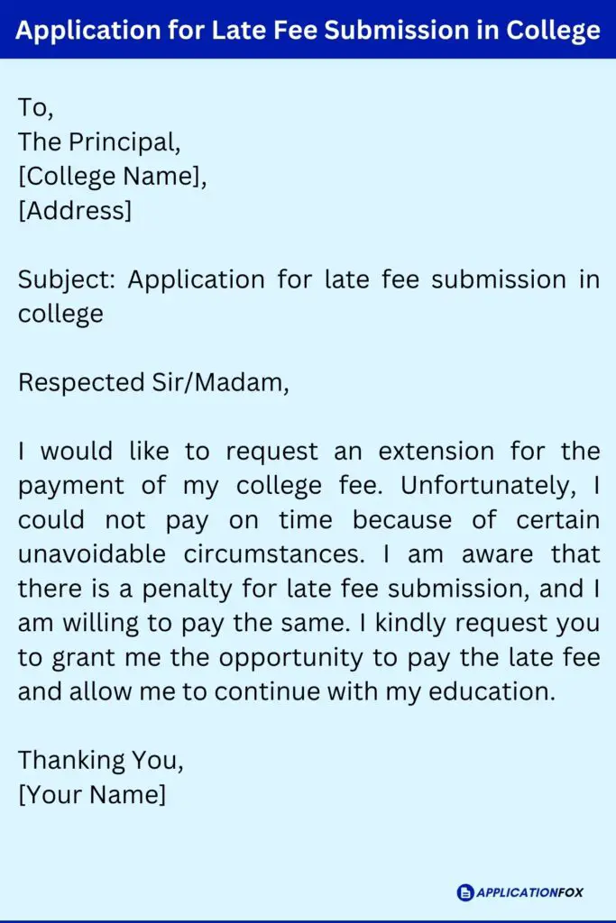  7 Samples Application For Late Fee Submission