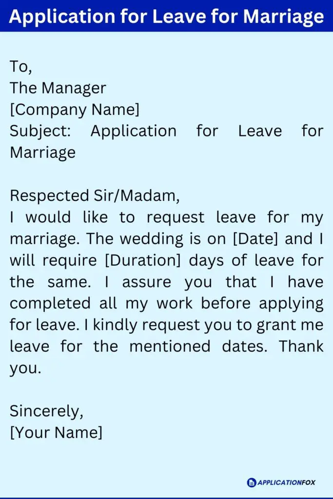 leave application letter to attend wedding