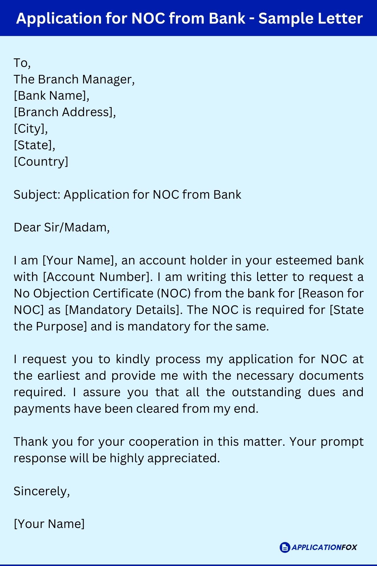 noc application letter format