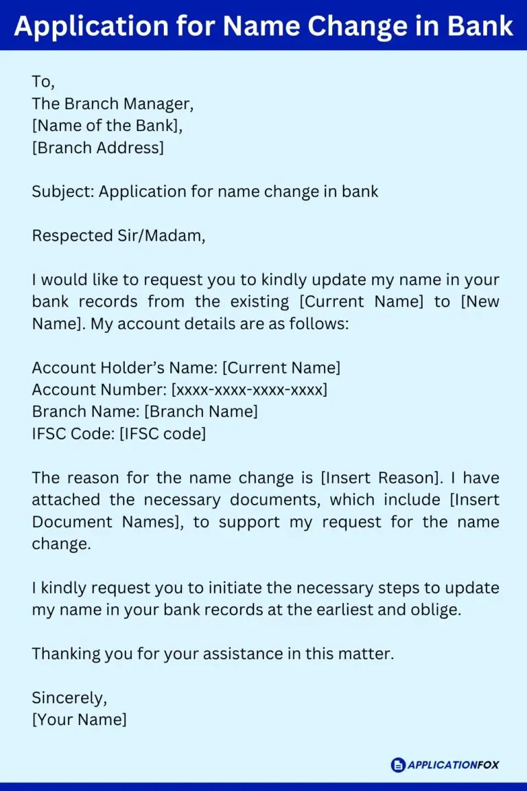 (11+ Samples) - Application for Name Change in Bank Account