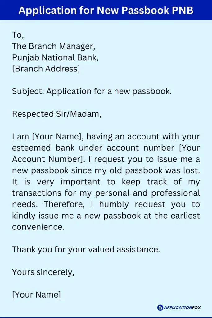 Application for New Passbook PNB