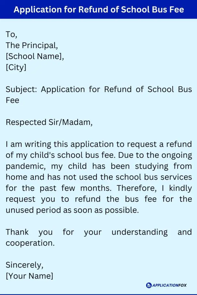  3 Samples Application For Bus Fee Refund ApplicationFox