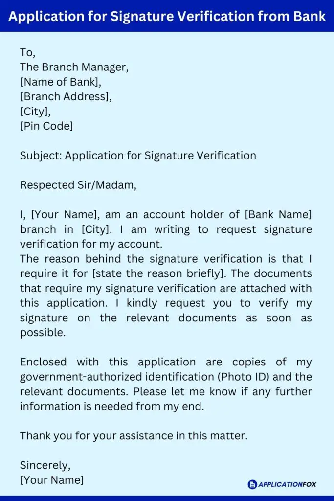 application letter for changing of signature