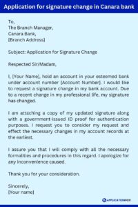 (5+ Samples) - Application for Changing Signature in Bank