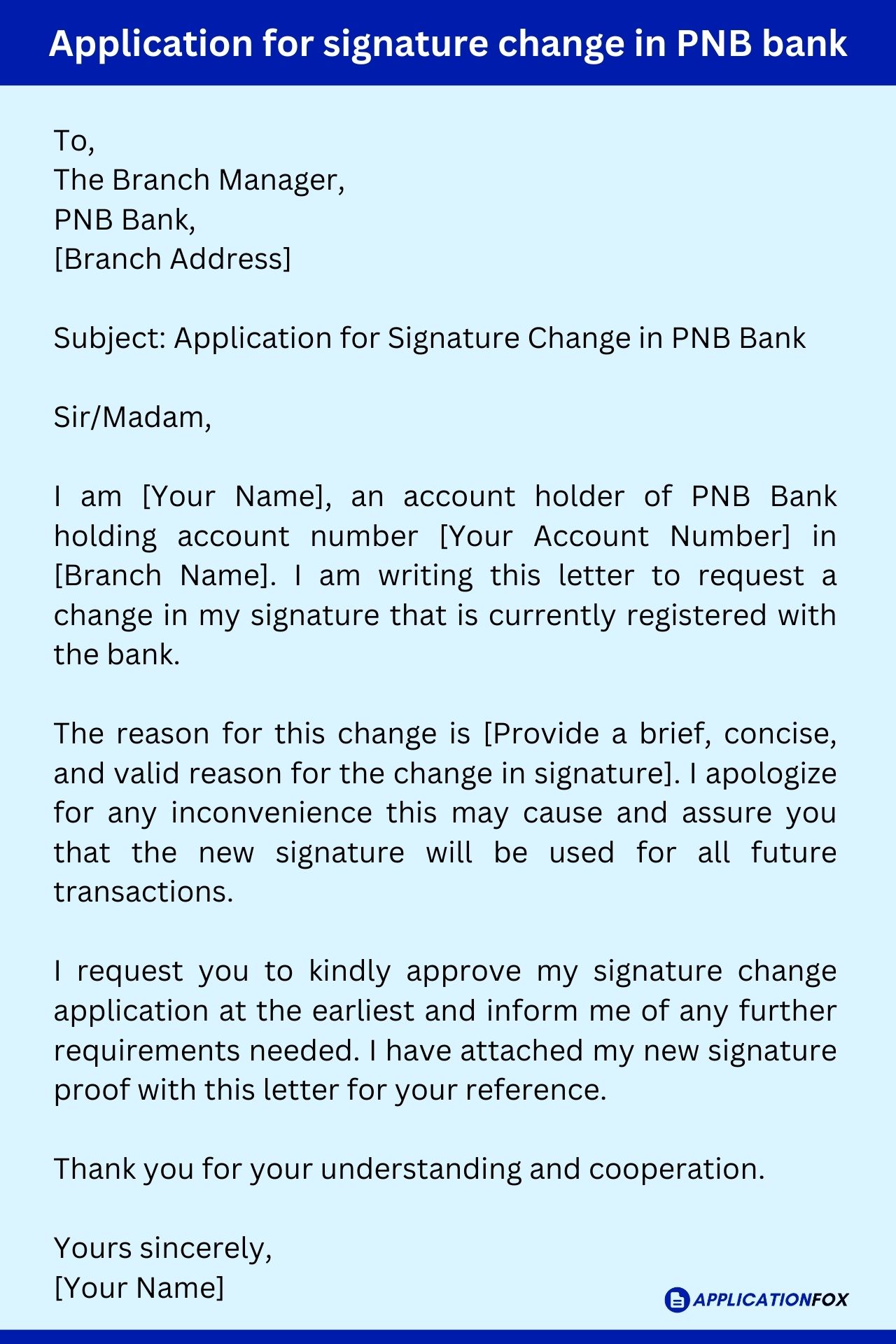 (5+ Samples) Application for Changing Signature in Bank