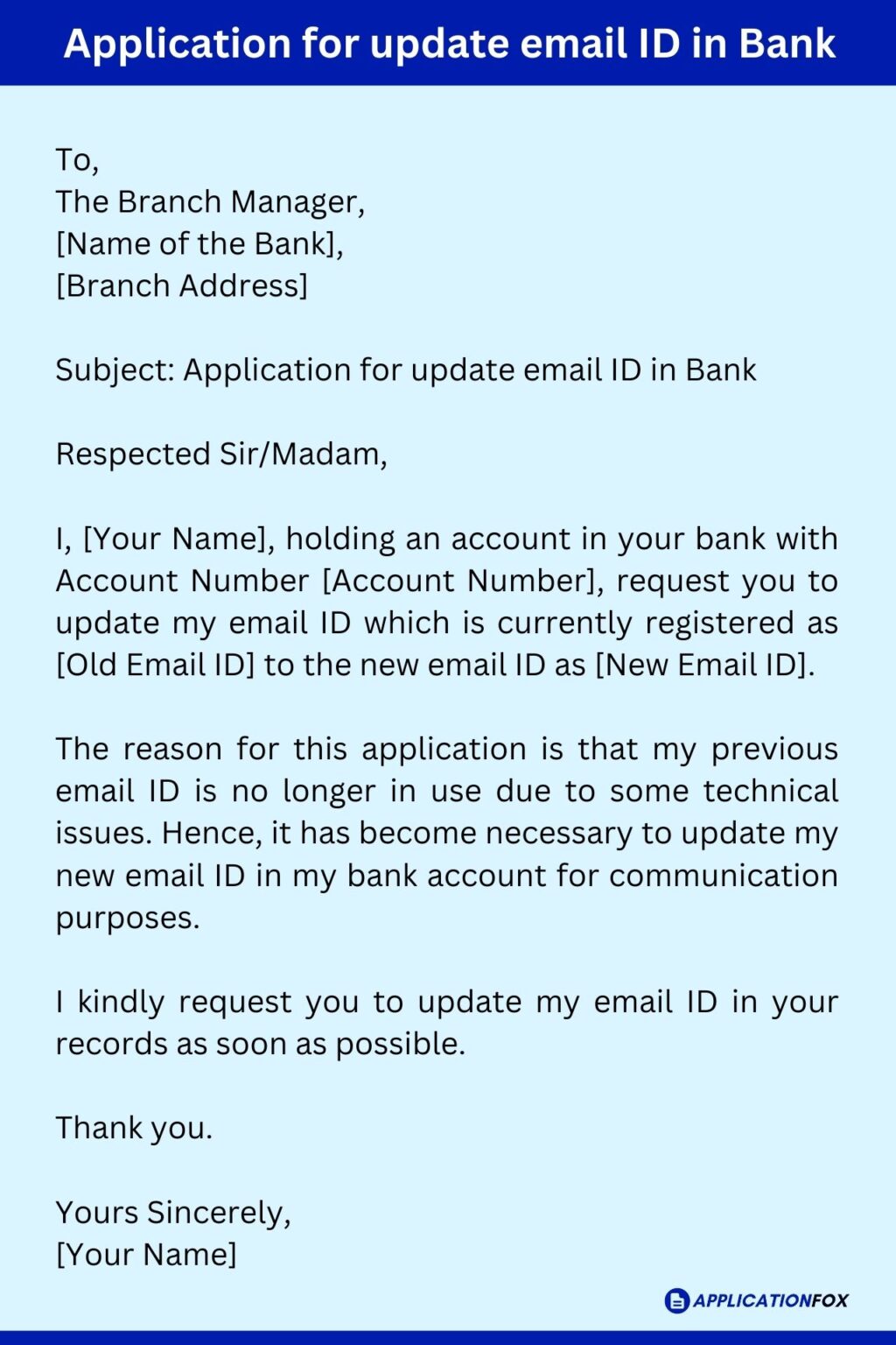 (5+) - Application for Update Email ID in Bank Account