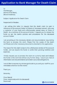 (6+ Samples) - Death Claim Letter Format for Bank