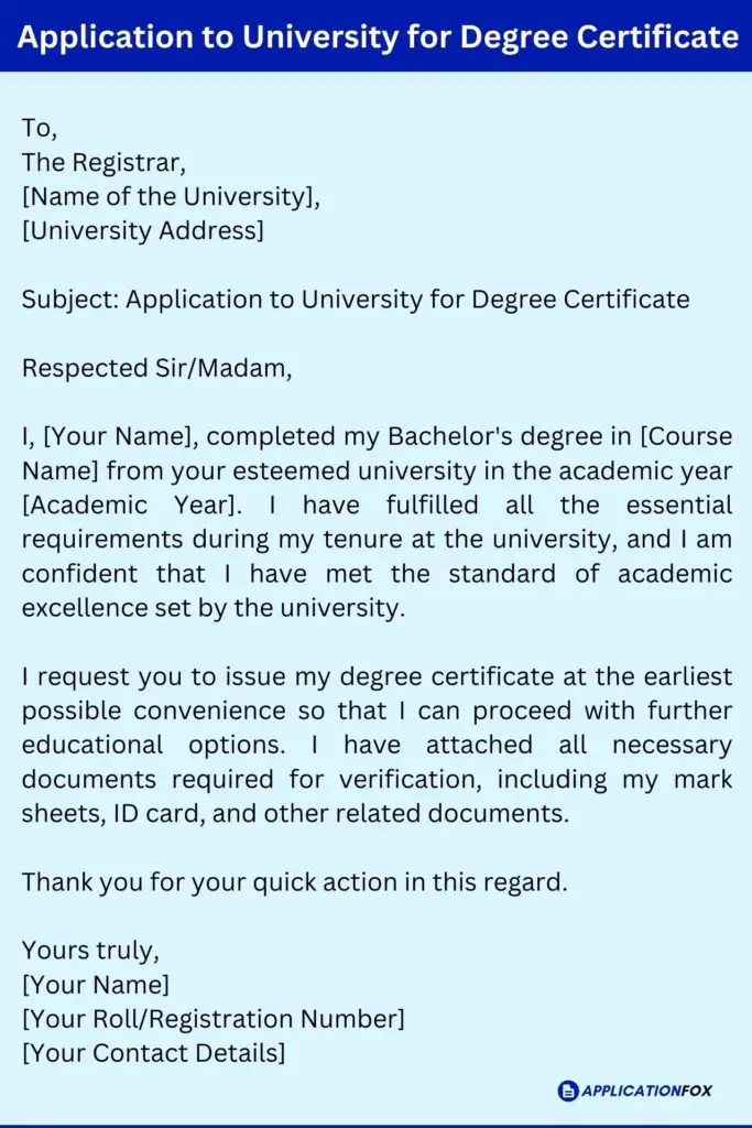  7 Samples Request Letter For Degree Certificate