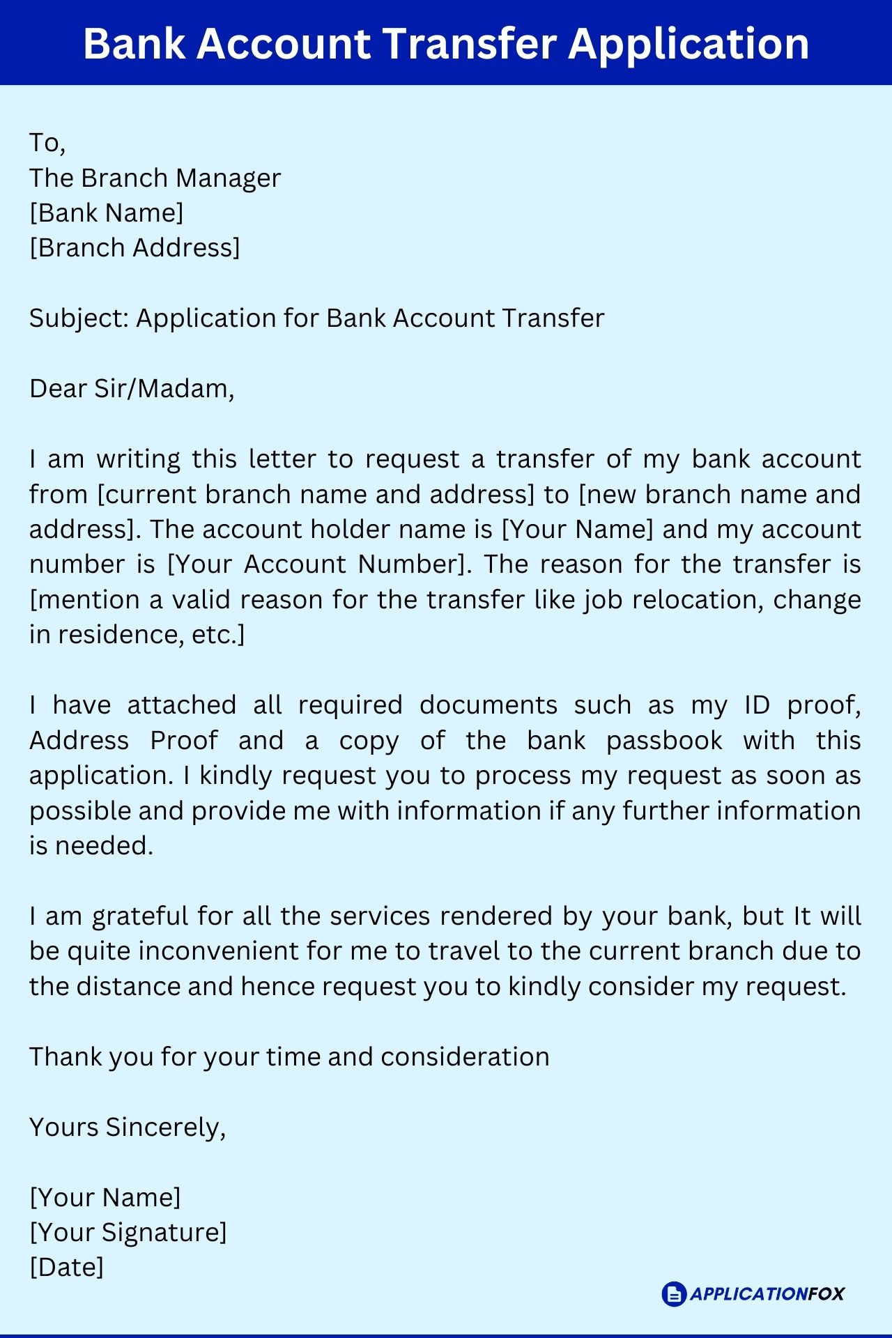 (11+ Samples) - Application for Bank Account Transfer