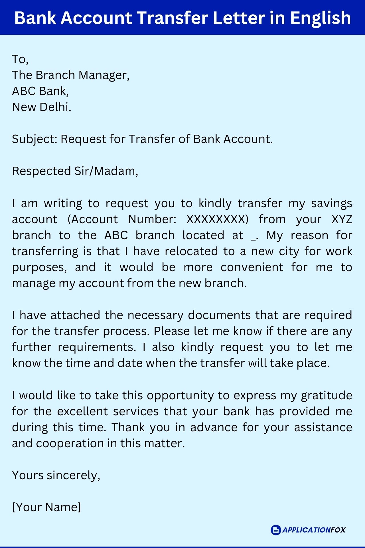 (11+ Samples) - Application for Bank Account Transfer